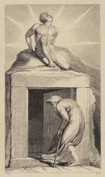 Todes Tür, Illustration für Robert Blairs Gedicht Das Grab
